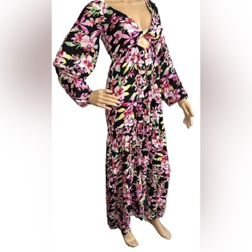 NEW ROXY On Holiday Floral Print Anthracite New Life Maxi Dress Size XL NWT